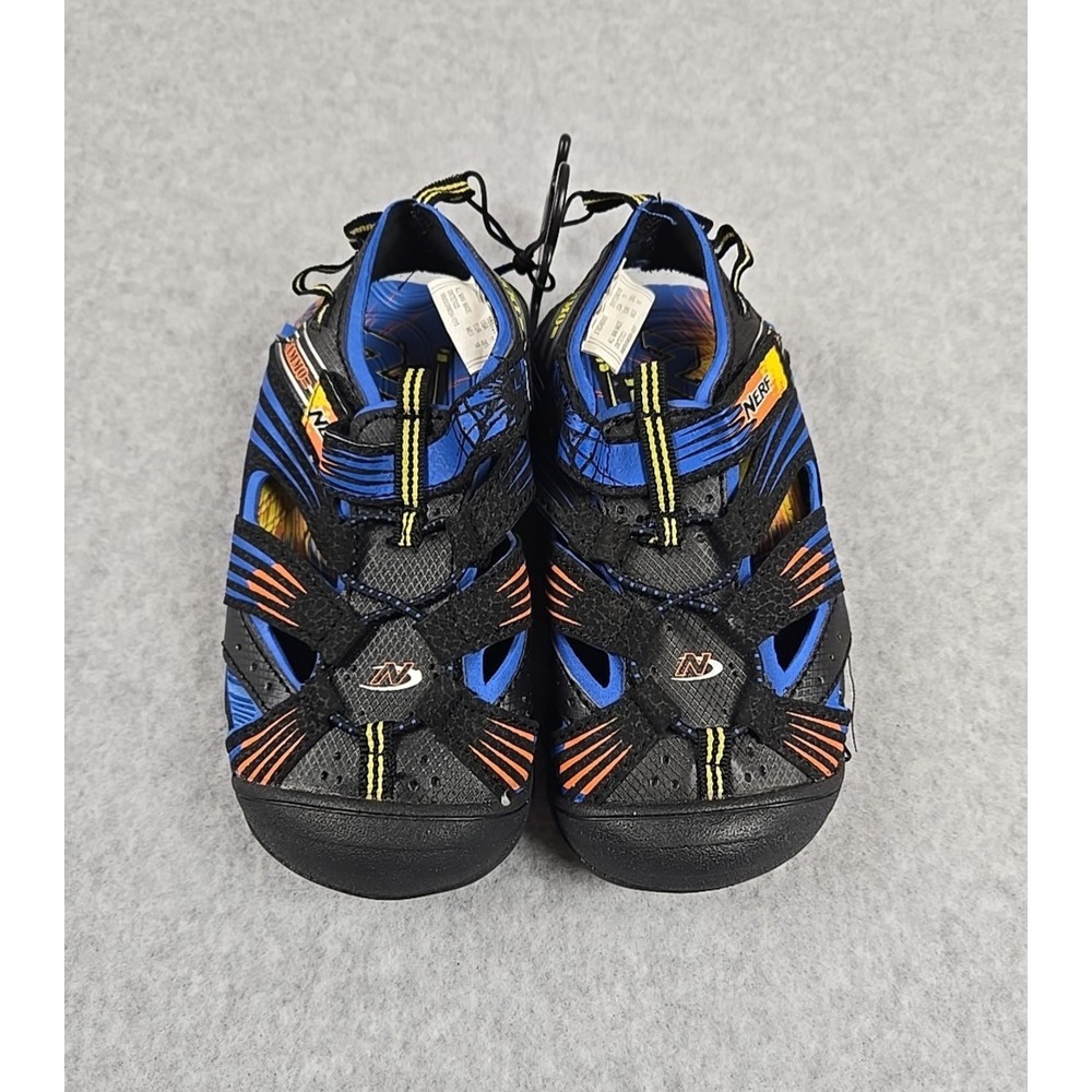 Nerf Sandals Boys Size 11 Closed Toe Multicolor Hook & Loop Strap Shoes Blue NEW